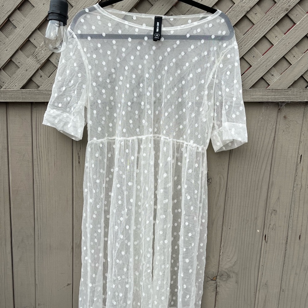 Sheer polka dot baby doll dress